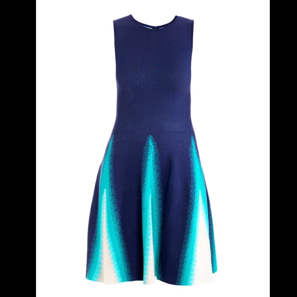 Issa triangle jacquard blue dress small